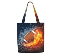GrAtka Fútbol americano en fuego y agua，Bolsas de supermercado reutilizables, bolsas de compras, bolsas de lona de gran capacidad, bolso de hombro
