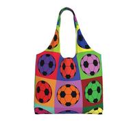 GrAtka Fútbol colorido,Bolsas de mano reutilizables, bolsas de supermercado, bolso de hombro de lona de gran capacidad