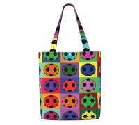 GrAtka Fútbol colorido，Bolsas de supermercado reutilizables, bolsas de compras, bolsas de lona de gran capacidad, bolso de hombro