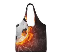 GrAtka Fútbol de agua fría y fuego,Bolsas de mano reutilizables, bolsas de supermercado, bolso de hombro de lona de gran capacidad