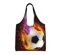GrAtka Fútbol de fuego,Bolsas de mano reutilizables, bolsas de supermercado, bolso de hombro de lona de gran capacidad