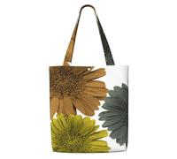 GrAtka Gerberas y margaritas florales con colores modernos de otoño，Bolsas de supermercado reutilizables, bolsas de compras, bolsas de lona de gran capacidad, bolso de hombro