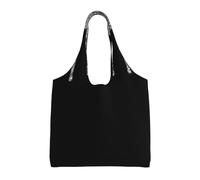 GRatka Gotas de purpurina plateada brillan en negro,Bolsas de mano reutilizables, bolsas de supermercado, bolso de hombro de lona de gran capacidad