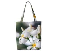 GrAtka Hermosas flores de plumeria frangipani blancas，Bolsas de supermercado reutilizables, bolsas de compras, bolsas de lona de gran capacidad, bolso de hombro