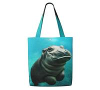 GrAtka Hipopótamo gracioso，Bolsas de supermercado reutilizables, bolsas de compras, bolsas de lona de gran capacidad, bolso de hombro