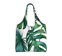 GrAtka Hojas de palmera tropical,Bolsas de mano reutilizables, bolsas de supermercado, bolso de hombro de lona de gran capacidad