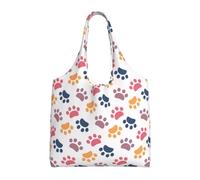 GRatka Huella de pata de animal sobre fondo blanco,Bolsas de mano reutilizables, bolsas de supermercado, bolso de hombro de lona de gran capacidad