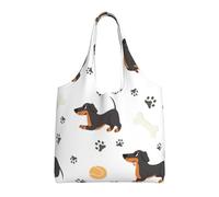 GrAtka Huella de pata de pelota de perro salchicha,Bolsas de mano reutilizables, bolsas de supermercado, bolso de hombro de lona de gran capacidad