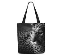 GrAtka Imagen en blanco y negro de un leopardo，Bolsas de supermercado reutilizables, bolsas de compras, bolsas de lona de gran capacidad, bolso de hombro