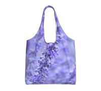 GrAtka Impresión de flores de color púrpura y lavanda,Bolsas de mano reutilizables, bolsas de supermercado, bolso de hombro de lona de gran capacidad