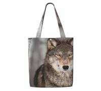 GrAtka Impresión de lobo salvaje，Bolsas de supermercado reutilizables, bolsas de compras, bolsas de lona de gran capacidad, bolso de hombro