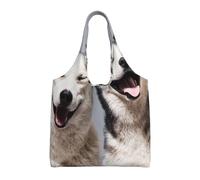 GrAtka Impresión Husky,Bolsas de mano reutilizables, bolsas de supermercado, bolso de hombro de lona de gran capacidad