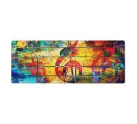 GRatka Imprimir Nota Musical de Madera Colorida,Alfombrilla de ratón Grande para Escritorio, Teclado de Ordenador, Base de Goma Antideslizante, 30 x 80 cm