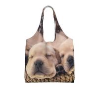GrAtka Labradores Cachorros Pequeños Golden Retriever,Bolsas de mano reutilizables, bolsas de supermercado, bolso de hombro de lona de gran capacidad
