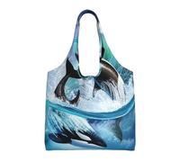 GRatka Las orcas saludan,Bolsas de mano reutilizables, bolsas de supermercado, bolso de hombro de lona de gran capacidad