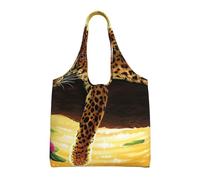 GrAtka Leopardo divertido,Bolsas de mano reutilizables, bolsas de supermercado, bolso de hombro de lona de gran capacidad