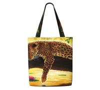 GrAtka Leopardo divertido，Bolsas de supermercado reutilizables, bolsas de compras, bolsas de lona de gran capacidad, bolso de hombro