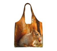 GrAtka Linda ardilla comiendo nueces,Bolsas de mano reutilizables, bolsas de supermercado, bolso de hombro de lona de gran capacidad