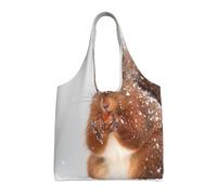GrAtka Linda ardilla en la nieve impresa,Bolsas de mano reutilizables, bolsas de supermercado, bolso de hombro de lona de gran capacidad