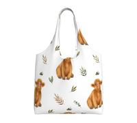 GRatka Linda vaca de las tierras altas,Bolsas de mano reutilizables, bolsas de supermercado, bolso de hombro de lona de gran capacidad