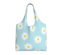GrAtka Lindas flores de margaritas florales azules,Bolsas de mano reutilizables, bolsas de supermercado, bolso de hombro de lona de gran capacidad