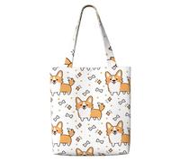 GrAtka Lindo patrón de perro Corgi y hueso，Bolsas de supermercado reutilizables, bolsas de compras, bolsas de lona de gran capacidad, bolso de hombro