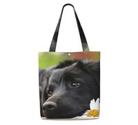 GrAtka Lindo patrón de perro labrador negro，Bolsas de supermercado reutilizables, bolsas de compras, bolsas de lona de gran capacidad, bolso de hombro