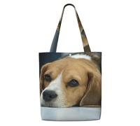 GrAtka Lindo perro beagle tumbado en el suelo，Bolsas de supermercado reutilizables, bolsas de compras, bolsas de lona de gran capacidad, bolso de hombro