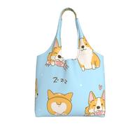 GrAtka Lindo perro corgi kawaii,Bolsas de mano reutilizables, bolsas de supermercado, bolso de hombro de lona de gran capacidad