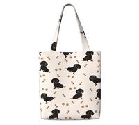 GrAtka Lindo perro salchicha，Bolsas de supermercado reutilizables, bolsas de compras, bolsas de lona de gran capacidad, bolso de hombro