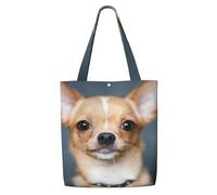 GrAtka Lindo y divertido perro chihuahua，Bolsas de supermercado reutilizables, bolsas de compras, bolsas de lona de gran capacidad, bolso de hombro