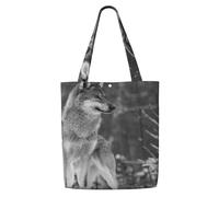 GrAtka Lobo salvaje impreso，Bolsas de supermercado reutilizables, bolsas de compras, bolsas de lona de gran capacidad, bolso de hombro