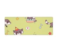 GRatka Mapache Kawaii Lindo,Alfombrilla de ratón Grande para Escritorio, Teclado de Ordenador, Base de Goma Antideslizante, 30 x 80 cm