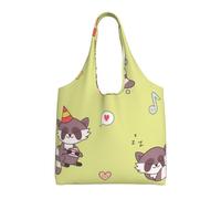 GRatka Mapache kawaii lindo,Bolsas de mano reutilizables, bolsas de supermercado, bolso de hombro de lona de gran capacidad