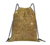 GRatka Mochila con cordón,Bolsa de cuerda unisex Bolsa deportiva para gimnasio Mochila informal Mochila con cordón,Brillo dorado brillante brillante