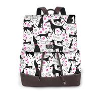 GRatka Mochila de cuero para mujer, mochila de día para mujer, mochila escolar de moda, bolsos de viaje, Galgos y corazón de pata