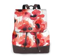 GRatka Mochila de cuero para mujer, mochila de día para mujer, mochila escolar de moda, bolsos de viaje, Amapolas De Acuarela