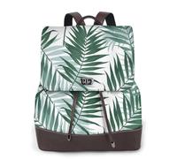 GRatka Mochila de cuero para mujer, mochila de día para mujer, mochila escolar de moda, bolsos de viaje, Selva Tropical, Patrón Sin Costuras Con Hojas De Palma