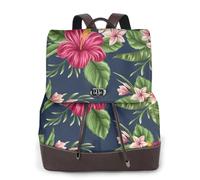 GRatka Mochila de cuero para mujer, mochila de día para mujer, mochila escolar de moda, bolsos de viaje, Flores Tropicales Frangipani Hibisco