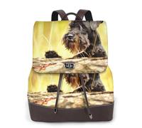 GRatka Mochila de cuero para mujer, mochila de día para mujer, mochila escolar de moda, bolsos de viaje, Schnauzer Miniatura Mascotas Perros Negros