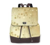 GRatka Mochila de cuero para mujer, mochila de día para mujer, mochila escolar de moda, bolsos de viaje, Muchas Estrellas Doradas Sin Costuras