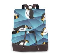 GRatka Mochila de cuero para mujer, mochila de día para mujer, mochila escolar de moda, bolsos de viaje, Pingüino polígono abstracto