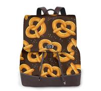 GRatka Mochila de cuero para mujer, mochila de día para mujer, mochila escolar de moda, bolsos de viaje, pretzels de dibujos animados