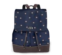 GRatka Mochila de cuero para mujer, mochila de día para mujer, mochila escolar de moda, bolsos de viaje, Estrellas brillantes rosadas azul oscuro y oro rosa estrelladas