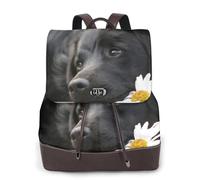 GRatka Mochila de cuero para mujer, mochila de día para mujer, mochila escolar de moda, bolsos de viaje, Labrador Negro Manzanilla Perros Retriever Negro