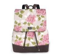 GRatka Mochila de cuero para mujer, mochila de día para mujer, mochila escolar de moda, bolsos de viaje, Patrón de rosa rosa vintage