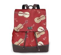 GRatka Mochila de cuero para mujer, mochila de día para mujer, mochila escolar de moda, bolsos de viaje, Música Violín Nota Roja