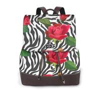 GRatka Mochila de cuero para mujer, mochila de día para mujer, mochila escolar de moda, bolsos de viaje, Rojo Flor Animales Cebra