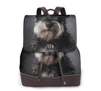 GRatka Mochila de cuero para mujer, mochila de día para mujer, mochila escolar de moda, bolsos de viaje, Schnauzer Retrato Gris Oscuro
