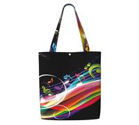 GrAtka Música colorida，Bolsas de supermercado reutilizables, bolsas de compras, bolsas de lona de gran capacidad, bolso de hombro